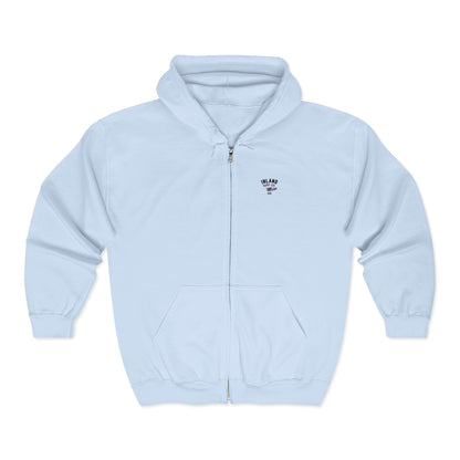 Inland Surf Co. Zip Hoodie — 'Off The Deck' Retro Surf Graphic