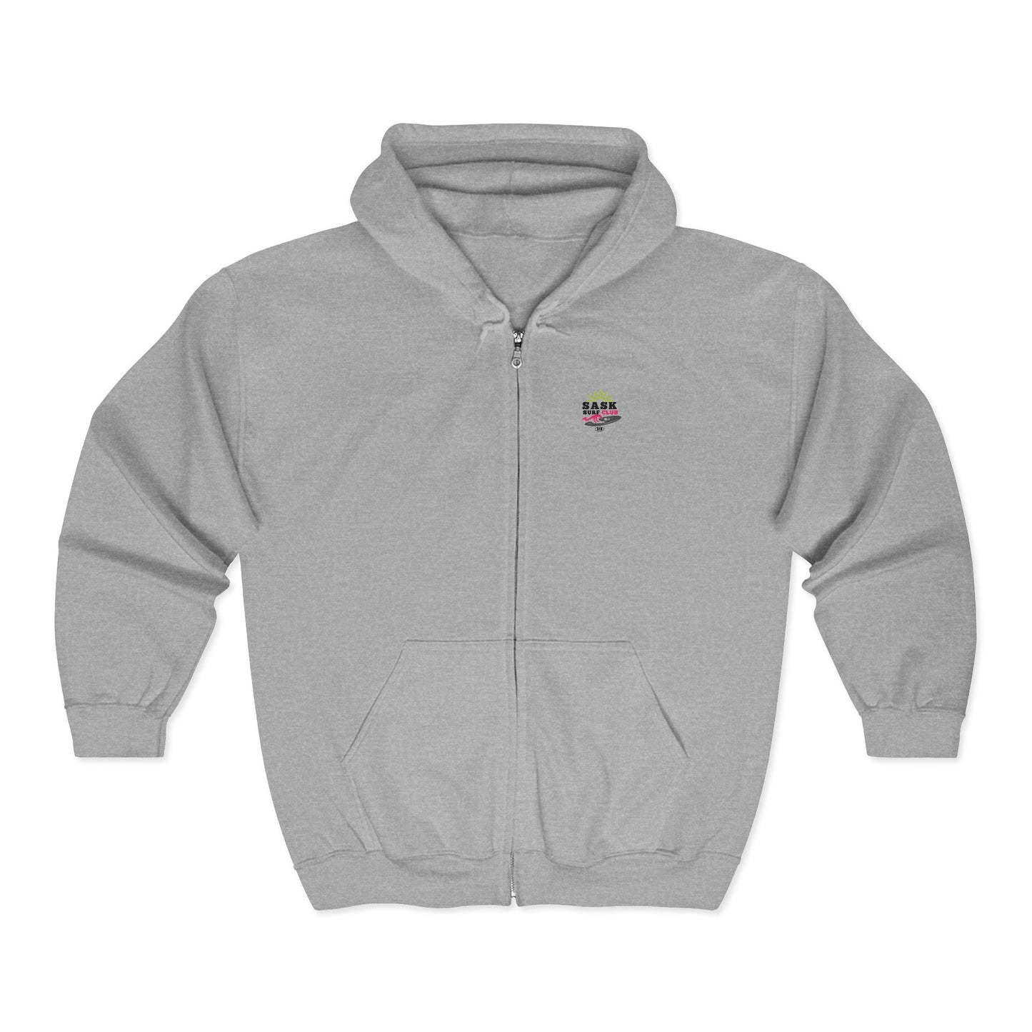 Sask Surf Club Zip Hoodie — 'Off The Deck' Retro Surf Graphic