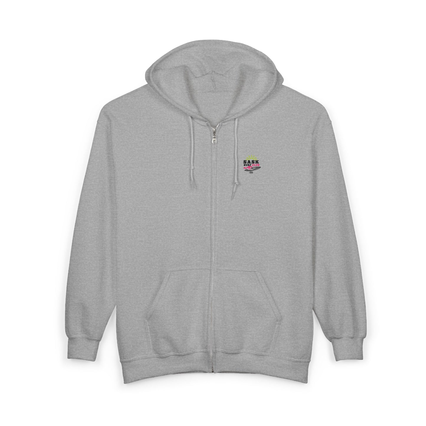 Sask Surf Club Zip Hoodie — 'Off The Deck' Retro Surf Graphic