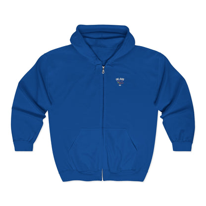 Inland Surf Co. Zip Hoodie – Retro Beach Surfboard Design