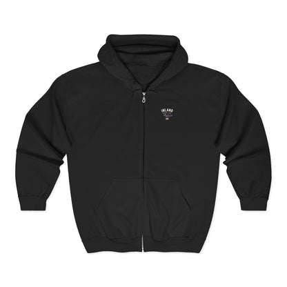 Inland Surf Co. Zip Hoodie – Retro Beach Surfboard Design
