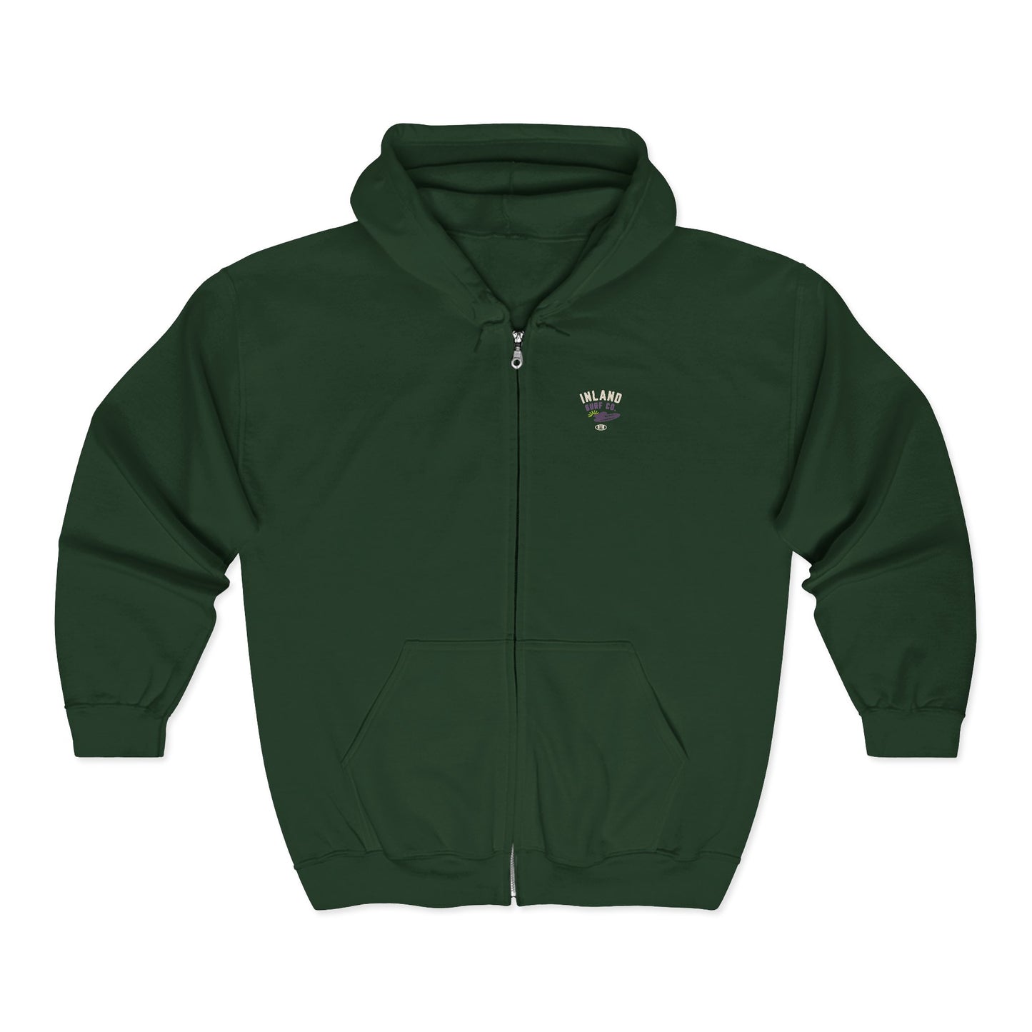 Inland Surf Co. Zip Hoodie – Retro Beach Surfboard Design
