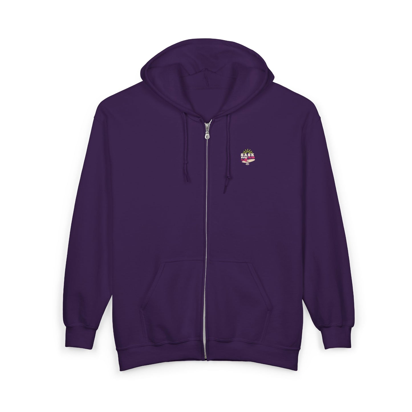 Sask Surf Club Zip Hoodie – Retro Beach Surfboard Design
