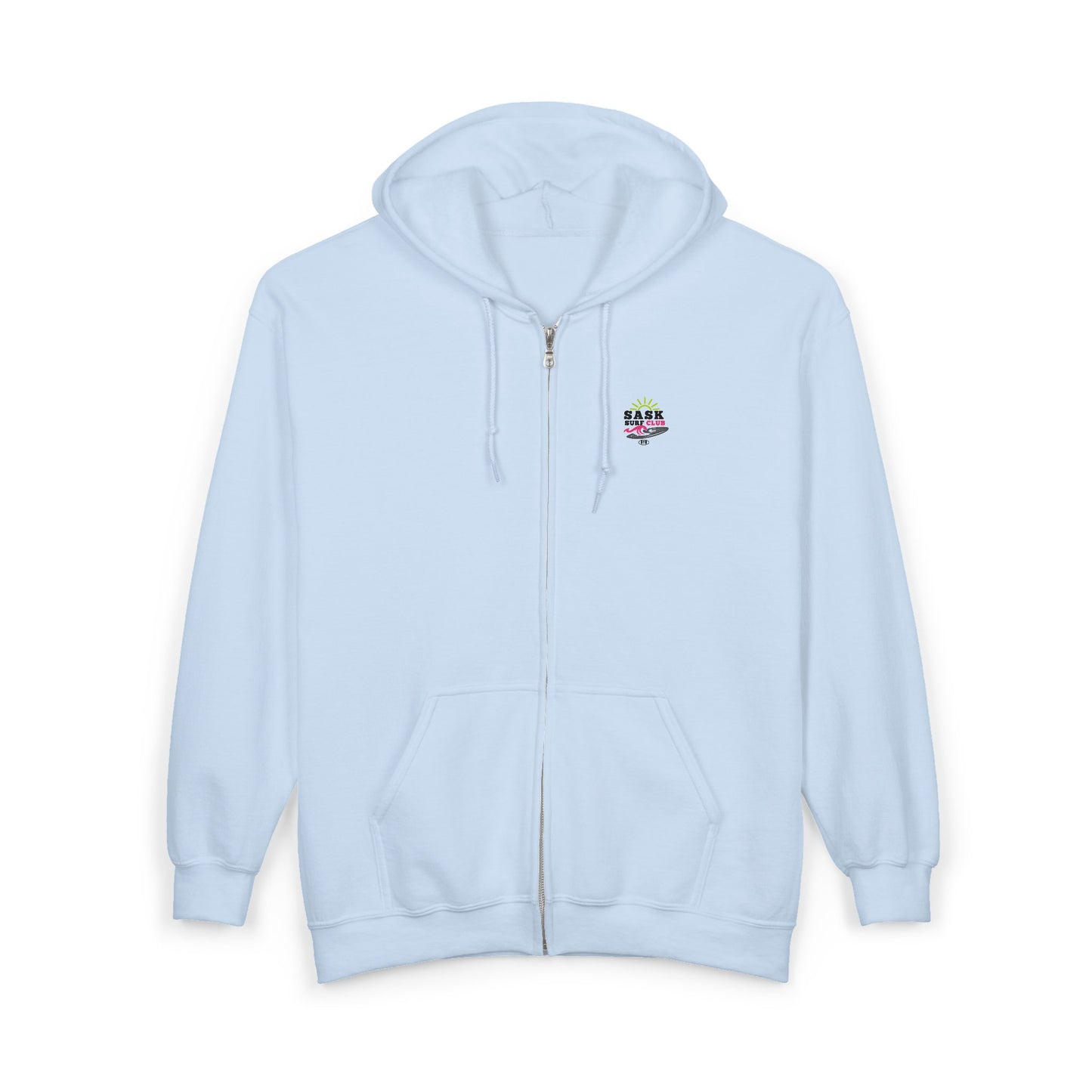 Sask Surf Club Zip Hoodie — 'Off The Deck' Retro Surf Graphic