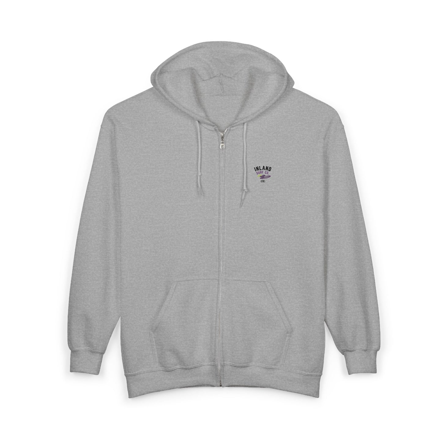 Inland Surf Co. Zip Hoodie — 'Off The Deck' Retro Surf Graphic
