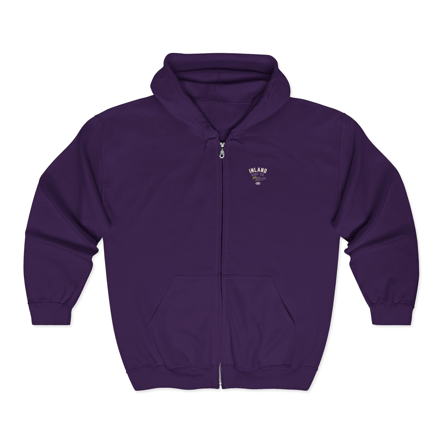 Inland Surf Co. Zip Hoodie – Retro Beach Surfboard Design
