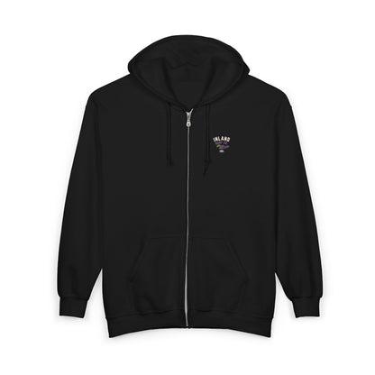Inland Surf Co. Zip Hoodie – Retro Beach Surfboard Design