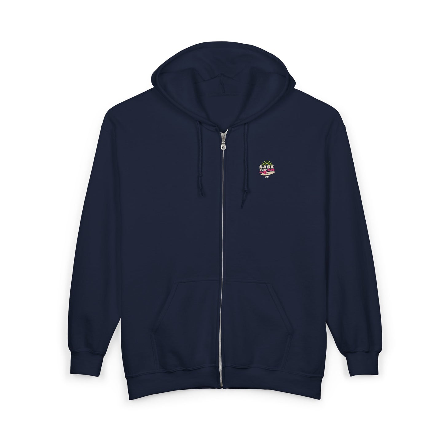 Sask Surf Club Zip Hoodie – Retro Beach Surfboard Design