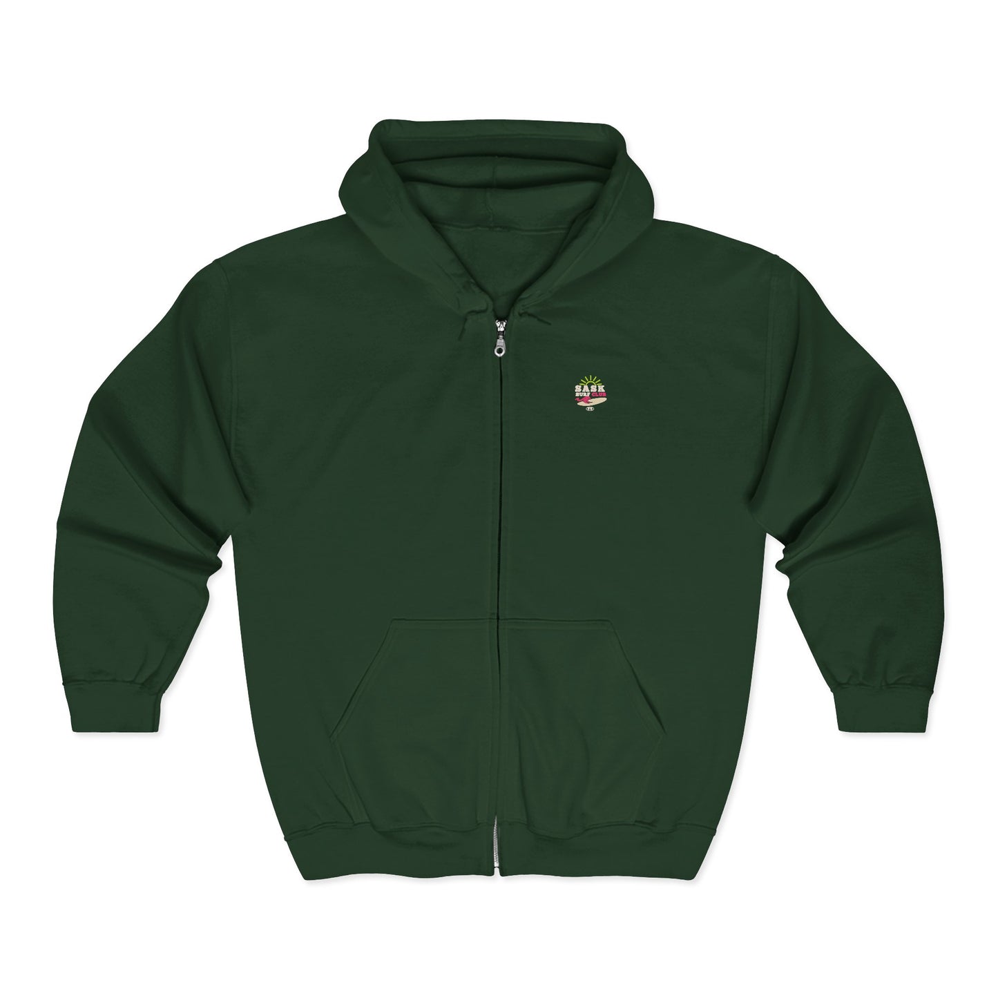 Sask Surf Club Zip Hoodie – Retro Beach Surfboard Design