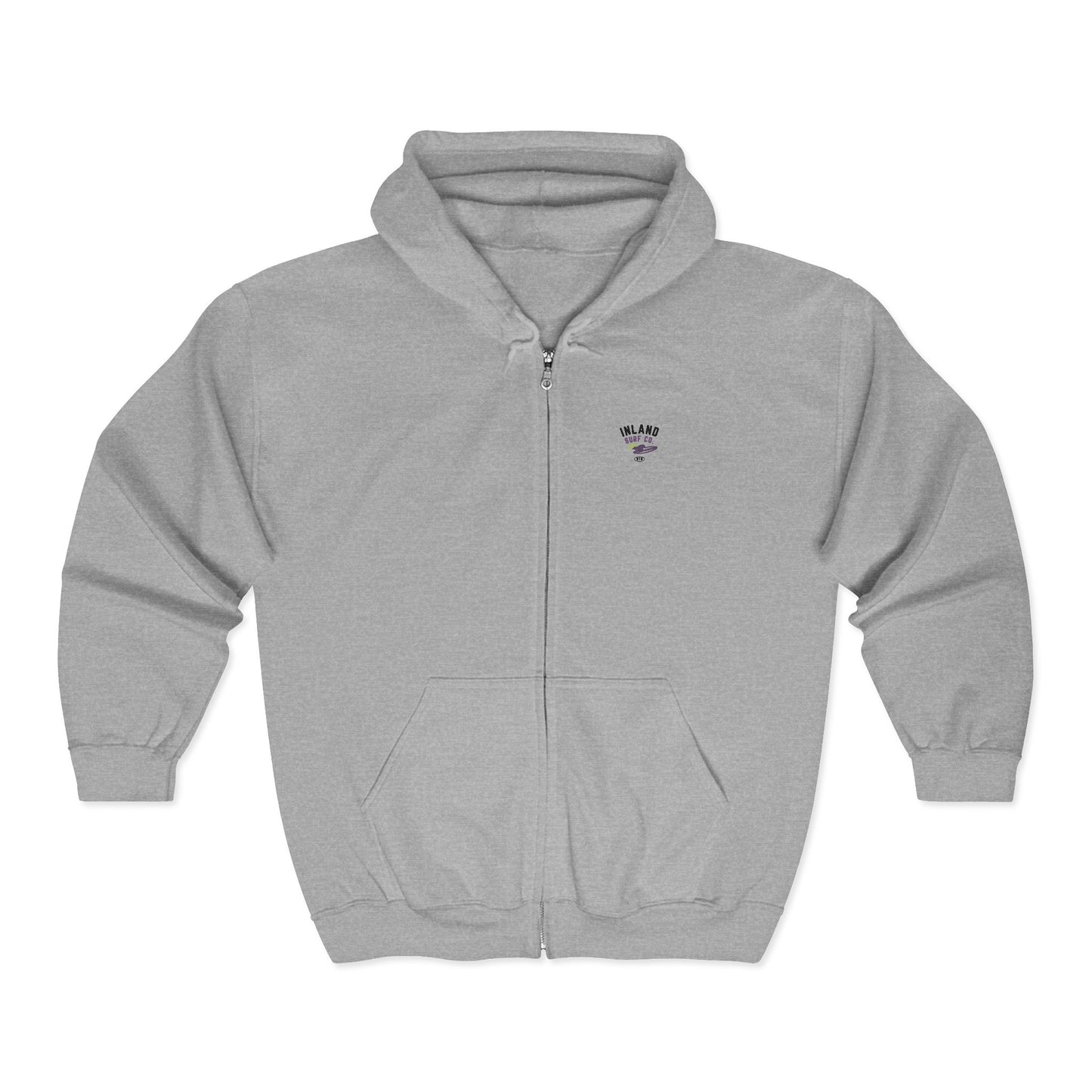 Inland Surf Co. Zip Hoodie — 'Off The Deck' Retro Surf Graphic