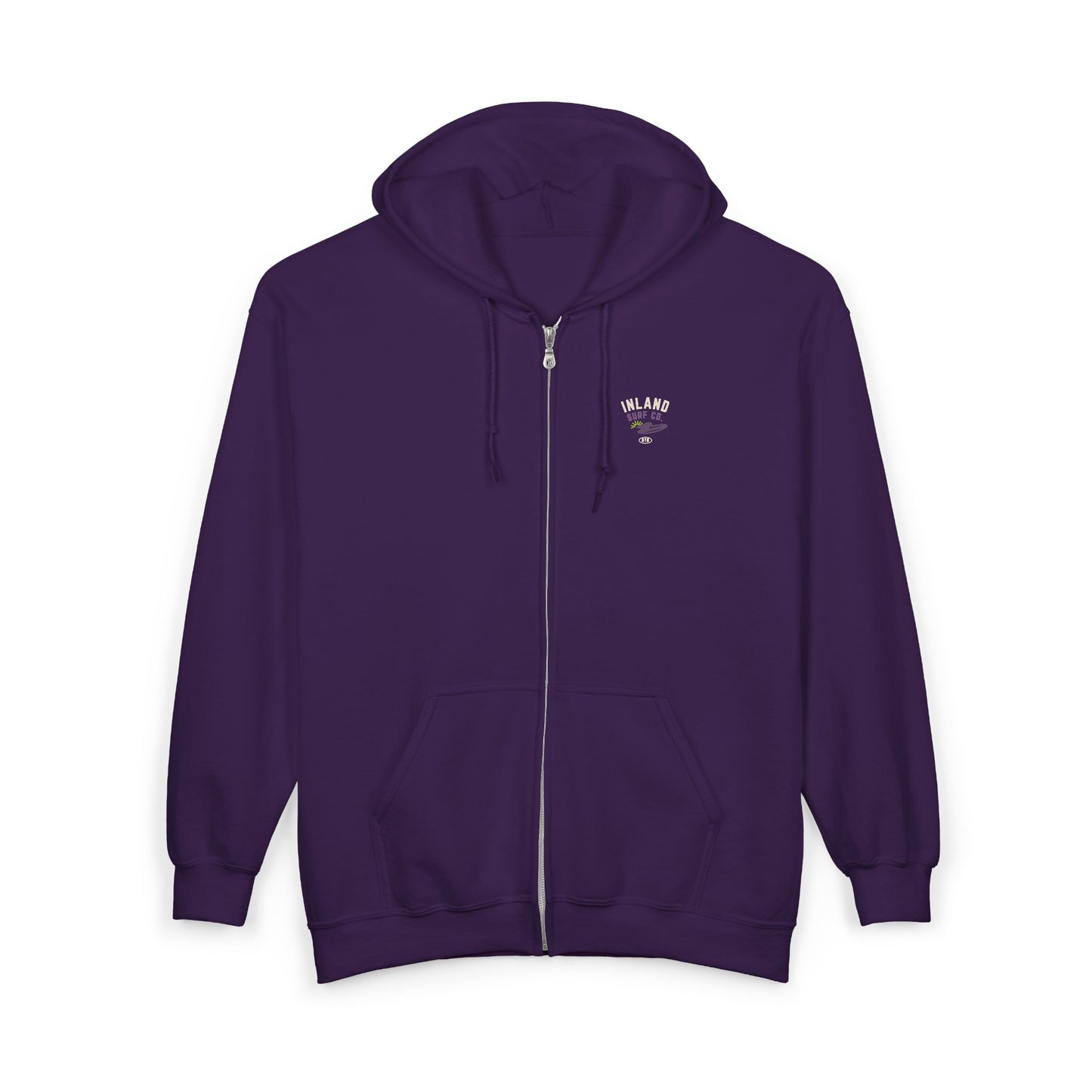 Inland Surf Co. Zip Hoodie – Retro Beach Surfboard Design